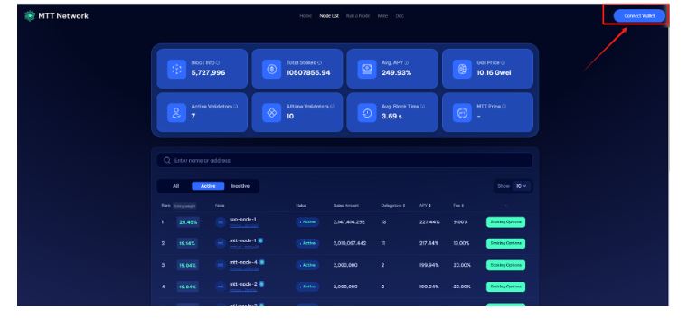 MTT Token Network Delegation Staking Guide