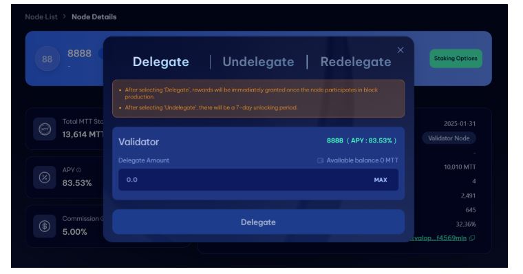 MTT Token Network Delegation Staking Guide